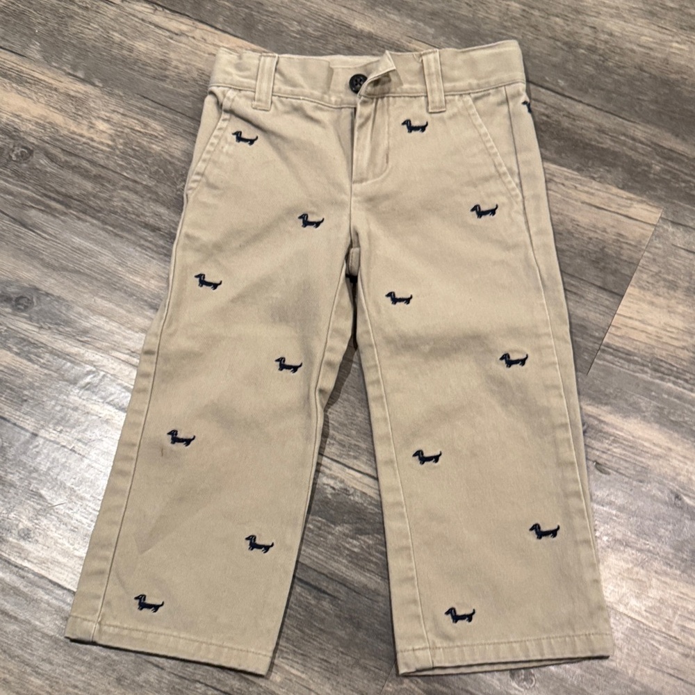 Like New Janie and Jack dachshund embroidered khaki Pants